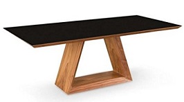 Uber Modern 79 Walnut Executive Desk or Conference Table with Black Glass Top