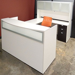 White & Woodgrain U-Shaped Reception Desk