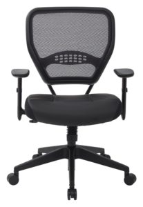 SPACE Seating Professional AirGrid Dark Back and Padded Black Eco Leather Seat - front