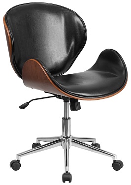 Flash Furniture Mid Back Natural Wood Swivel Conference Chair
