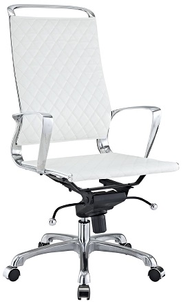 LexMod Vibe Modern Leather Highback Office Chair, White