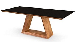 Uber Modern 79 Walnut Executive Desk or Conference Table with Black Glass Top 3